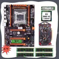 HUANANZHI Deluxe X79 Motherboard with CPU Xeon E5 2680 V2 M.2 WIFI M.2 NVMe 128G SSD 32G RAM 4*8G REG ECC Video Card GTX750TI 2G