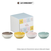 【Le Creuset】小熊維尼系列瓷器深圓盤13cm-4入組(溫桲黃/貝殼粉/海洋之花/肉豆蔻)
