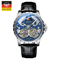 AILANG Luxury Double Tourbillon Watches Men Waterproof Luminous Moon Phase Automatic Mechanical Watch Reloj Hombre New