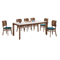文創集 卡蘿莉6尺岩板實木餐桌布餐椅組合(一桌六椅組合)-180x90x75.3cm免組