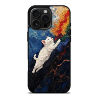 White Cat Abstract Oil Art Hybrid Case iPhone 17 17e 16 16e 15 14 13 12 11 Pro Max Plus Air Mini XR