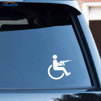 Black/White Funny Handicapped Wheelchair Gun Car Sticker Vinyl Auto Car Window Accessories Decals C699