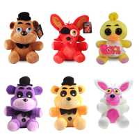 6pcs/lot FNAF Plush Toys Freddy Bear Foxy Chica Clown Bonnie Animal Stuffed Plushie Dolls Cute Soft Christmas Birthday Gifts for