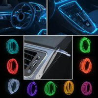 1M/2M/3M/5M Car Door Flexible EL Wire Strip Lights LED Tube Rope Multicolor Waterproof Auto Accessories