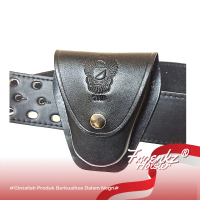 Holster sarung borgol kulit asli hitam Pinggang Pria