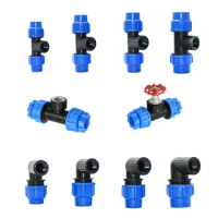 1/2" 3/4" 1" to 20mm 25mm 32mm PE Pipe Locked Tee Water Splitter Farmland Irrigation PE Pipe Quick Connection