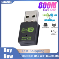 600Mbps USB WiFi Bluetooth 5.0 Adapter Dongle Dual Band 2.4G/5GHz 150Mbps USB WiFi Network Wireless Wlan Receiver Driver Free