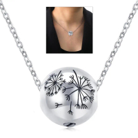Dây chuyền locket thú cưng thanh lịch cho phụ nữ và nam, locket hoa dandelions đựng tro hoặc tóc