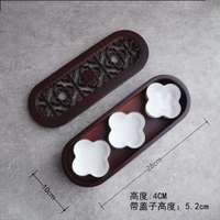 新款新中式三格四格調味碟涼餸餐具意境融合餸盤子雕花木盒涼餸碟