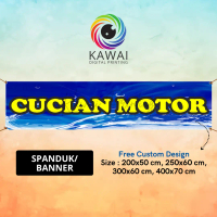 SPANDUK BANNER Cucian Motor Biru MMT Spanduk Custom 400x70