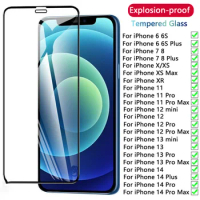 9D Full Cover Protective Glass For iPhone 14 13 12 11 Pro Max Screen Protector For iPhone 6 7 8 Plus X XS Max XR MINI Glass