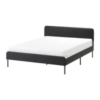 SLATTUM 雙人軟墊式床框, bomstad 黑色, 150x200 公分