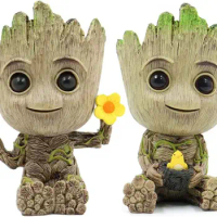 Planter Groot Flower Pot - Guardians of The Galaxy Groot for Pen Holder、Desk Ornament、Plants Pot with Drainage Hole (2 Pack)