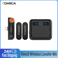 Comica Vimo S 2.4G Wireless Lavalier Microphone Compact Wireless Lapel Microphone With Charging Case for iPhone Android phone
