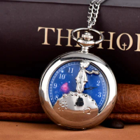 Silver pocket watch hollow red scarf Little Prince pocket watch Star Prince pocket watch Little boy pocket watch quartz watch