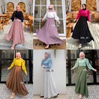 ROK POLKADOT POLKA SKIRT ROK PANJANG WANITA PINGGANG FULL KARET MODEL LONGGAR BENTUK PAYUNG Muslim B