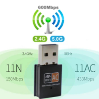 USB Wifi Adapter 600Mbps Wi fi Adapter 2.4GHz+5GHz Antenna USB Ethernet Lan Wifi Dongle Network Card Dual Band
