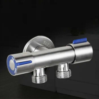 Double Handle Bathroom Faucet Double Lever Stainless Steel Cold Water Faucet For Washing Machine Two Ways Out Water Tap