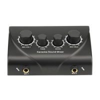 Portable Dual Mic Inputs Audio Sound Mixer For Amplifier &amp; Microphone Karaoke Ok Mixer BlackPlug for Company Home with EU/US