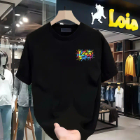 Kaos Pria Lois Distro Viral Terlaris TikTok Katun Premium Oversize Round Neck Lengan Pendek Hitam Mi