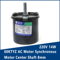 220V 14W 60KTYZ AC Motor Permanent Magnet Synchronous Motor Center Shaft 8mm With Bracket Electric Bicycle Motor Gear Motor