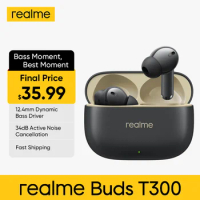 realme Buds T300 TWS Earphones Noise Cancelling 40H Battery Earbuds Bluetooth 5.3 IP55 Waterproof Headset Wireless Headphone