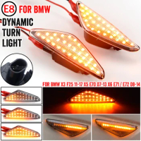2PCS Clear/Smoke Dynamic Flowing LED Side Marker Signal Light For BMW X5 E70 X6 E71 E72 X3 F25 Sequential Blinker Lamp