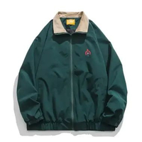 MND Jaket Winbreaker Vintage Retro Unisex Pria dan Wanita Hijau M