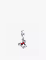 Pandora Disney Minnie Mouse sterling silver dangle with clear cubic zirconia and holo glittery red c