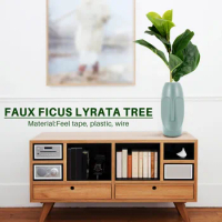 Small Artificial Fiddle Leaf Tree 11inch Faux Ficus Lyrata Tree for Home Wedding Courtyard Indoor and Outdoor Decoration