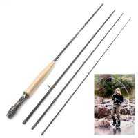 8FT 9FT Fly Fishing Rod Carbon Fiber Cork Handle 4 Section Lightweight Pikes Fish Trout Pole Lake River Stream Fly Rod Pesca