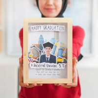 Scrap Frame Kayu 3D A5 Kado Wisuda