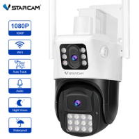Vstarcam 2MP Dual-Lens Camera Dual-Screens Wifi Camera Outdoor HD 1080P AI Human Detection Night Vision 2-Way Audio IP Camera