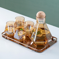 涼水壺水杯套裝家用耐高溫玻璃冷水壺日式北歐涼水杯創意果汁扎壺