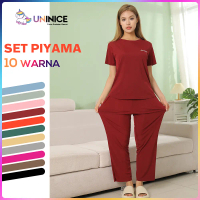 UNINICE Set Piyama Wanita Polos/Set Harian/T-shirt Dan Setelan Celana/Baju Tidur/Setelan Lengan Pend