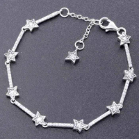 Original Celestial Stars With Crystal Bangle Fit 925 Sterling Silver Bead Charm Bracelet Bangle Diy Europe Jewelry