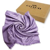 COACH 大馬車 LOGO100%羊毛絲巾圍巾禮盒(鬱金香紫)
