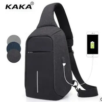 KAKA Men Messenger Bag USB Sling Bag Man shoulder chest bag Oxford Day pack Waistpack bag Back Pack for man