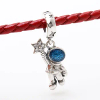 925 Sterling Silver Plane Space Series Glass Beads Clip Charm Fit Original Bracelet Bangle Jewelry Gift