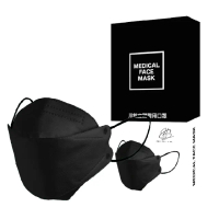 【川鈜】4D韓版3層立體醫用口罩2盒-雙鋼印-極夜黑(10片/盒)