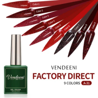 Vendeeni 9 Colors Broken Diamond Gel Nail Polish Flash Gel Natural Red Gel Varnish UV LED Glitter Na