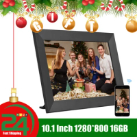16GB 10.1 Inch WiFi Photo Frame Digital Picture Frame HD IPS Touch-screen 1280*800 Supports Auto Rotation Photo Sharing via APP