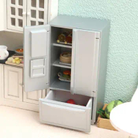 Pocket 1/12 Dollhouse Refrigerator Mini 2 Colors Fridge Refrigerator Freezer Simulation Open Door Refrigerator Dollhouse Decor