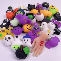 Cute 5-50pcs Mini Squishy Toys Mochi Squishies Halloween Kawaii Animal Pattern Stress Relief Squeeze Toy For Kids Birthday Gifts