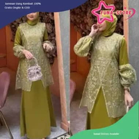 [PROMO FUNA] Dress Vest Outer Brokat Busui Friendly Gamis Pesta Brukat Terbaru Gaun Kondangan Wanita