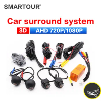 360 Vehicle Camera Panoramic Surround View 1080P AHD Right+Left+Front+Rear View Camera System Of Android Auto Radio Night Vision