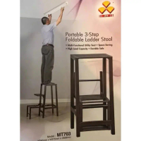 3v 3 tier Foldable Metal Step Stool Ladder Stool Chair Kerusi Bertangga Senang Simpan Solid Easy Sto