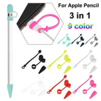 High Quality 3 in 1 Anti Lost Soft Silicone Case Cover Nib Cap Holder Dustproof Cable Adapter Tether For Apple Pencil