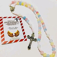 Rosario rosary salam maria 50 katholik Handmade Manik batu alam Premium Salib Silver Kalung Doa Aest