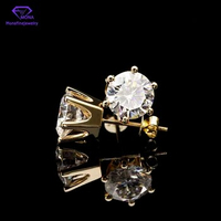 Custom Jewelry 10K Yellow Gold Round Shape White Moissanite Diamond Luxurious Stud Earrings For Women